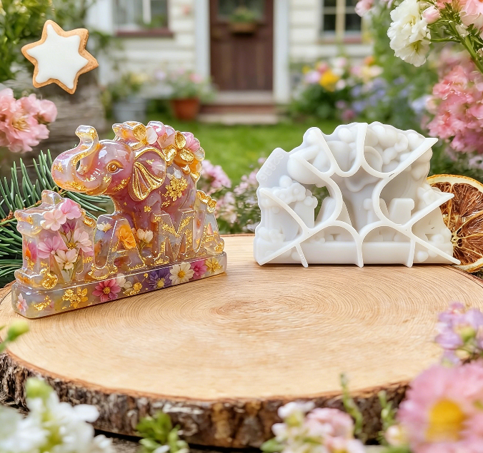 MAMA Mother Elephant and Baby Elephant Ornament Resin Mold