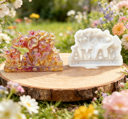 MAMA Mother Elephant and Baby Elephant Ornament Resin Mold