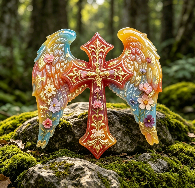 Winged Cross Ornamen Resin Mold