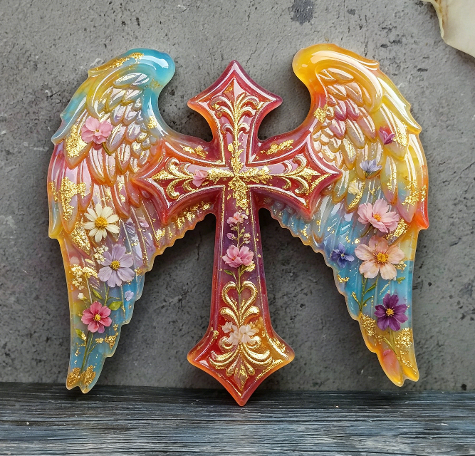 Winged Cross Ornamen Resin Mold