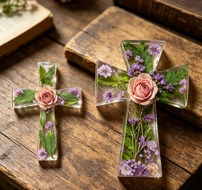 2pcs Cross Pendant Ornament Resin Mold