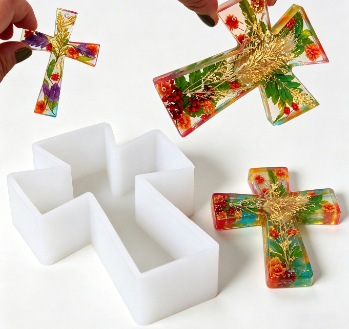 2pcs Cross Pendant Ornament Resin Mold