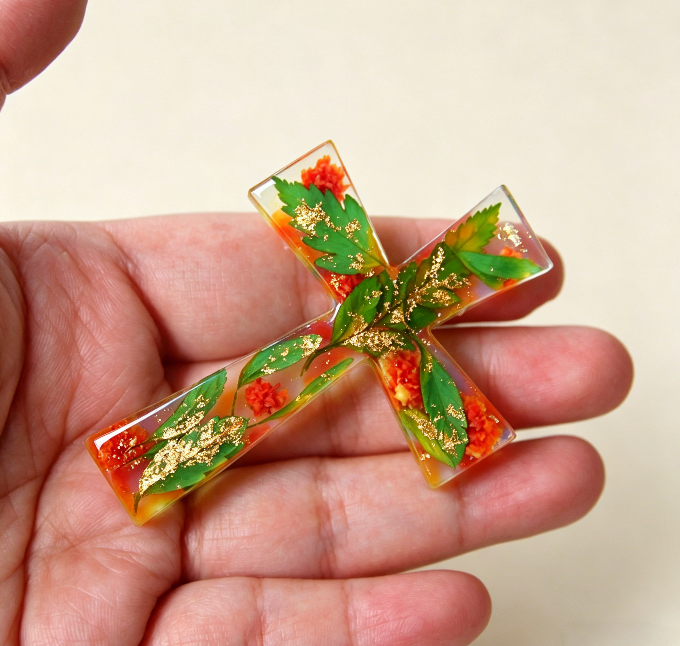 2pcs Cross Pendant Ornament Resin Mold