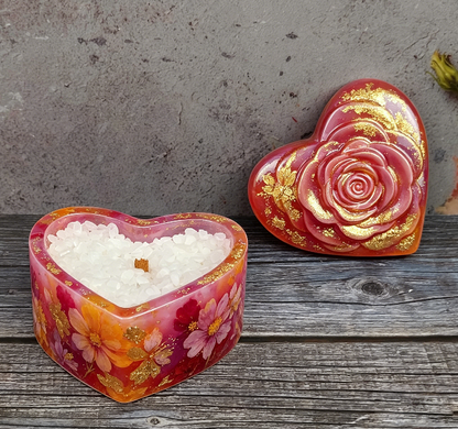 Heart-Shaped Rose Storage Box Resin Mold