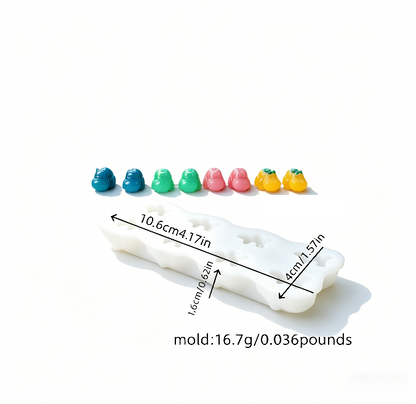 Cute Mini 8-in-1 Hippo Figurine Resin Mold