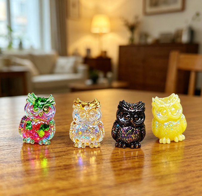 Cute Mini 8-in-1 Owl Figurine Resin Mold