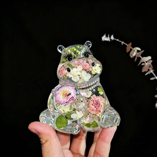 Handmade Mother & Baby Hippo Hug Ornament Resin Mold