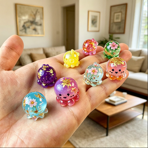 8-in-1 Cute Little Octopus Keychain Resin Mold