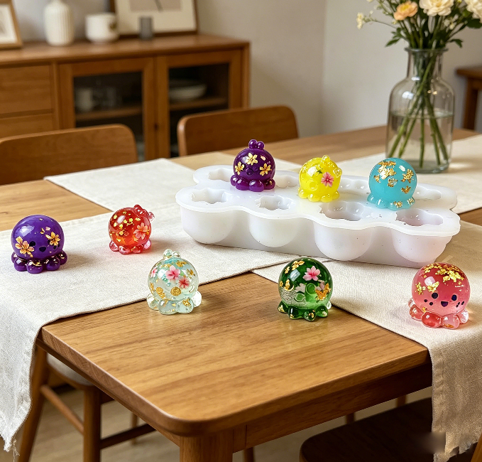 8-in-1 Cute Little Octopus Keychain Resin Mold