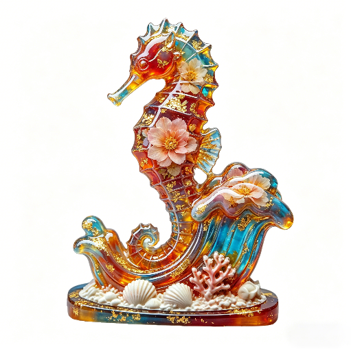 Ocean Wave & Seahorse Ornament Resin Mold