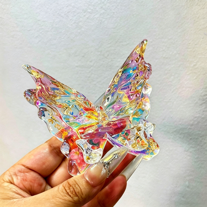 Handmade Double-Layer Water Ripple Butterfly Phone Stand Resin Mold