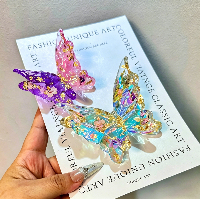Handmade Double-Layer Water Ripple Butterfly Phone Stand Resin Mold