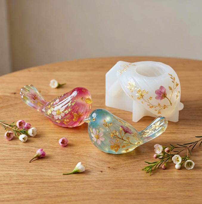 Striped Bird Figurine Resin Mold