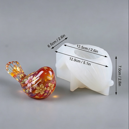 Striped Bird Figurine Resin Mold