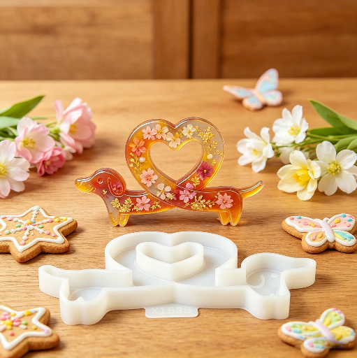 Heart Dachshund Ornament Resin Mold