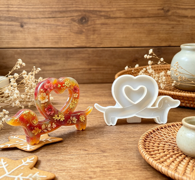 Heart Dachshund Ornament Resin Mold