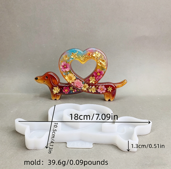 Heart Dachshund Ornament Resin Mold