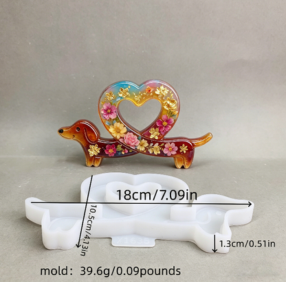 Heart Dachshund Ornament Resin Mold