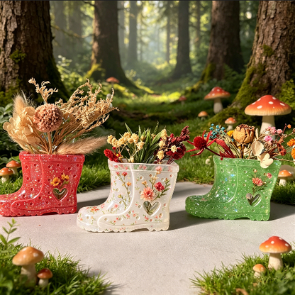 Hollow Rainboot-Shaped Vase Resin Mold