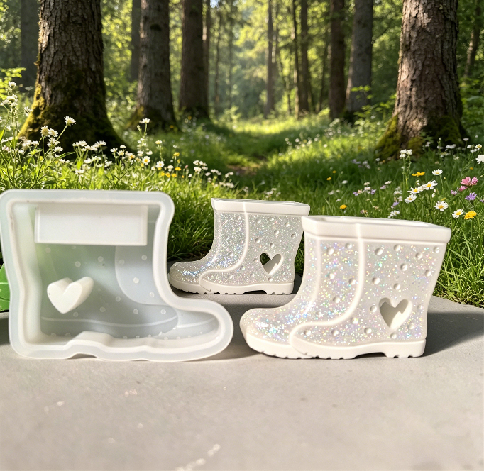 Hollow Rainboot-Shaped Vase Resin Mold