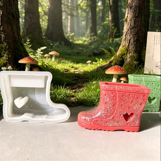 Hollow Rainboot-Shaped Vase Resin Mold