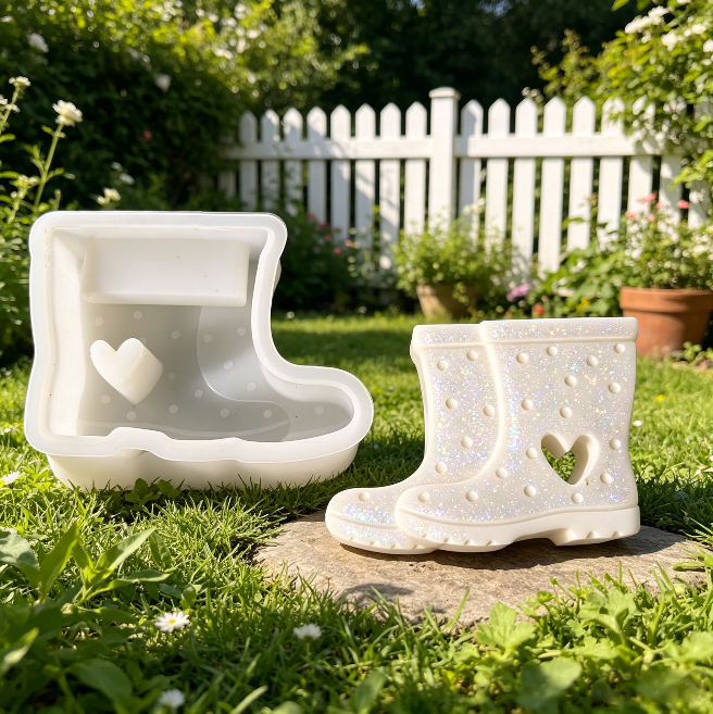 Hollow Rainboot-Shaped Vase Resin Mold