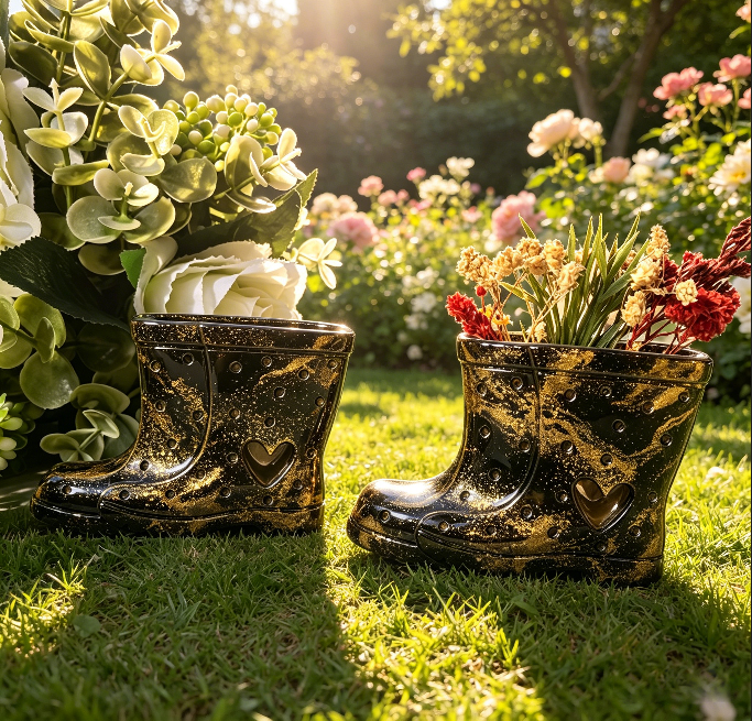 Hollow Rainboot-Shaped Vase Resin Mold