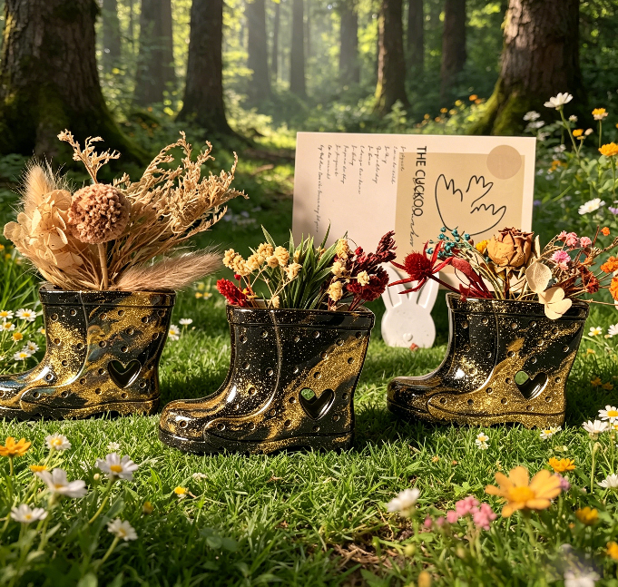 Hollow Rainboot-Shaped Vase Resin Mold