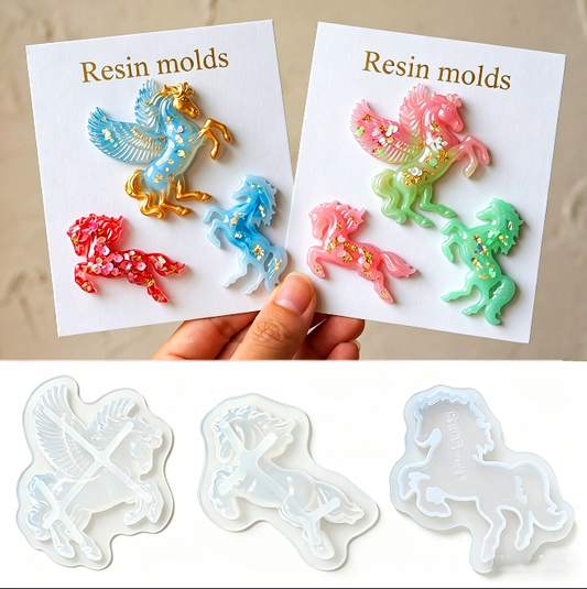 3pcs Flying Pony Figurine Resin Molds