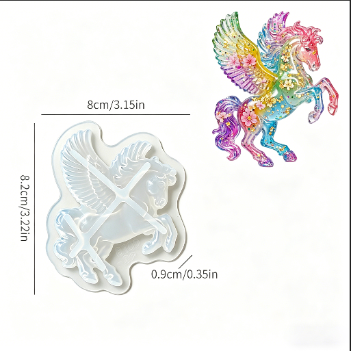 3pcs Flying Pony Figurine Resin Molds