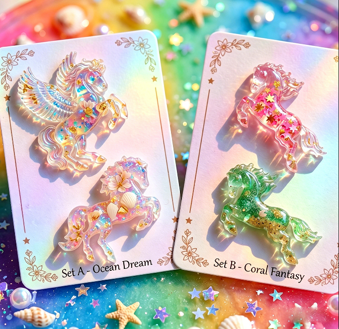 3pcs Flying Pony Figurine Resin Molds