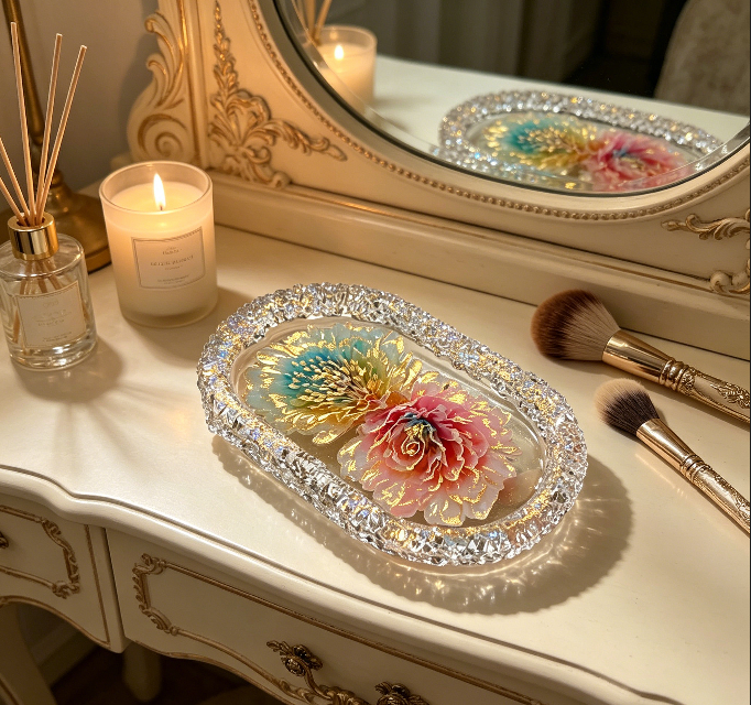 Handmade Large Oval Crystal Cluster Tray Resin Mold