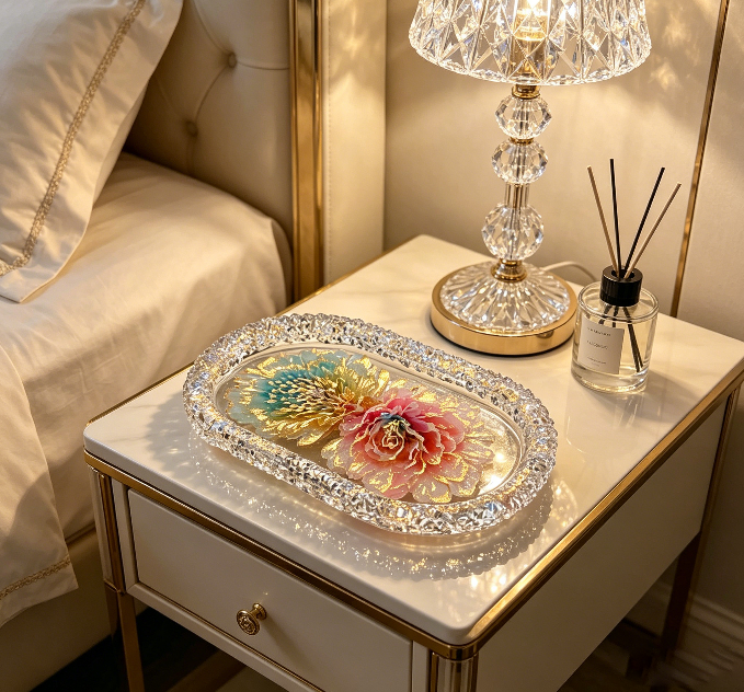 Handmade Large Oval Crystal Cluster Tray Resin Mold