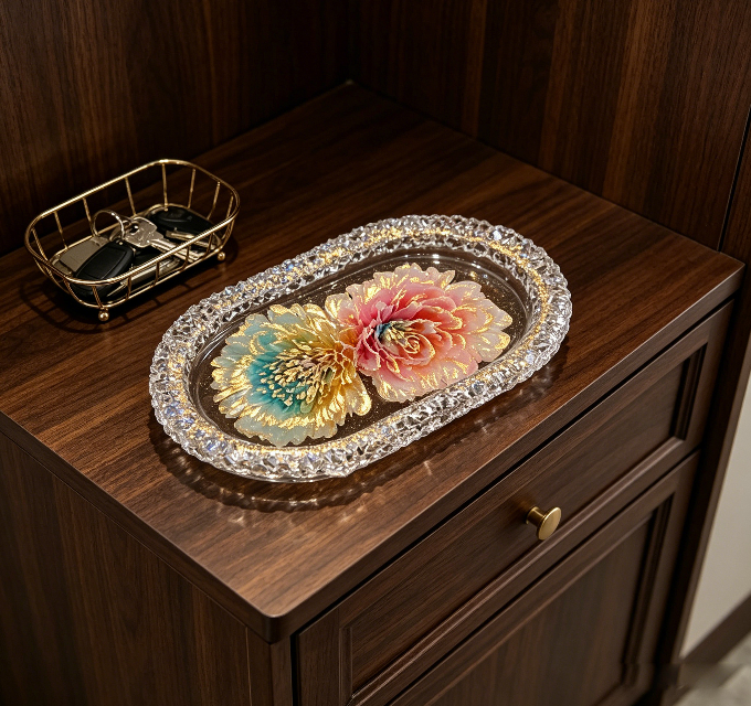 Handmade Large Oval Crystal Cluster Tray Resin Mold
