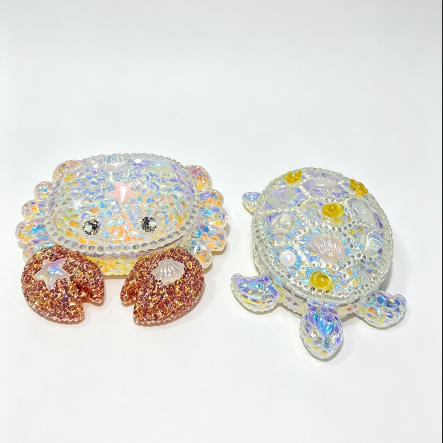 Handmade Diamond Crab & Turtle Storage Box Resin Mold Set