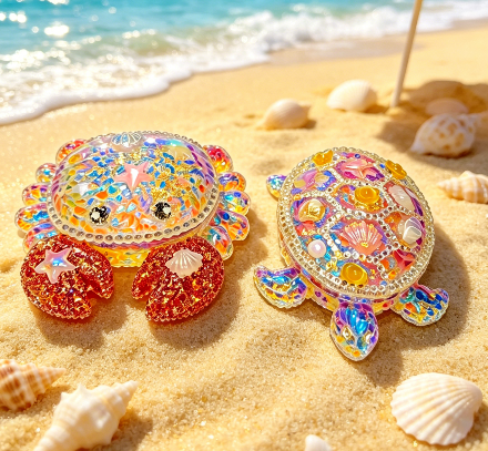 Handmade Diamond Crab & Turtle Storage Box Resin Mold Set