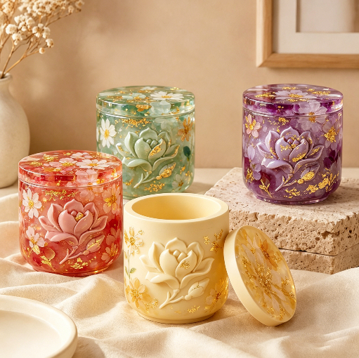 Rose, Magnolia & Lily Storage Jar Resin Mold Set