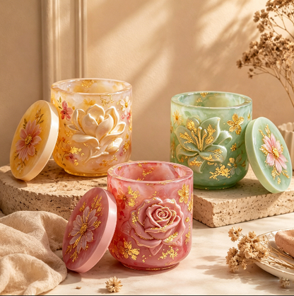 Rose, Magnolia & Lily Storage Jar Resin Mold Set