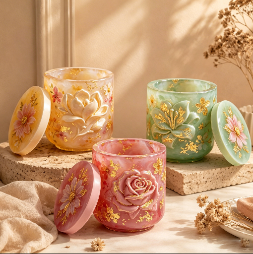 Rose, Magnolia & Lily Storage Jar Resin Mold Set