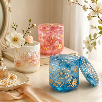 Rose, Magnolia & Lily Storage Jar Resin Mold Set