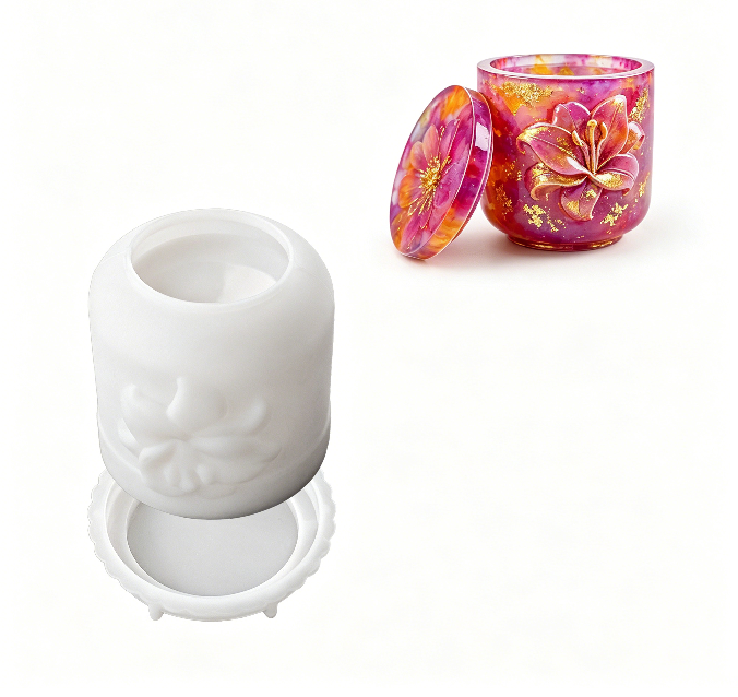 Rose, Magnolia & Lily Storage Jar Resin Mold Set