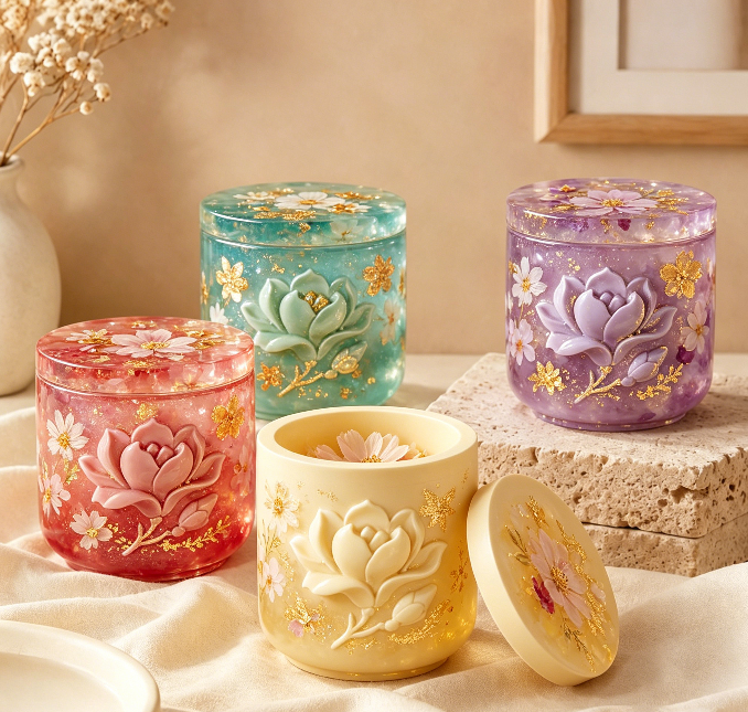Rose, Magnolia & Lily Storage Jar Resin Mold Set