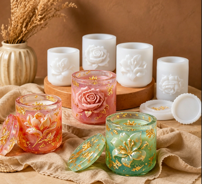 Rose, Magnolia & Lily Storage Jar Resin Mold Set