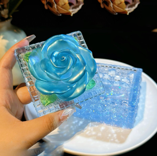 Handmade Diamond Square Floral Storage Jar Resin Mold