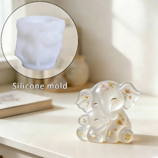 Mother & Baby Elephant Hug Ornament Resin Mold