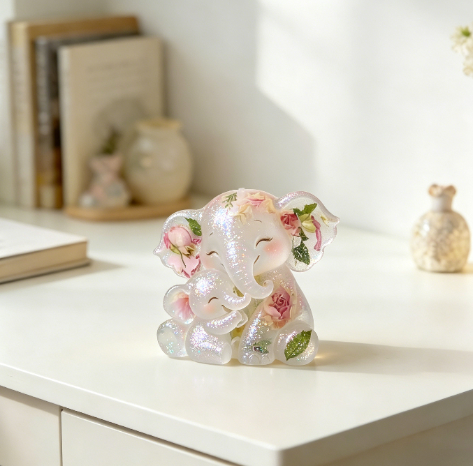 Mother & Baby Elephant Hug Ornament Resin Mold