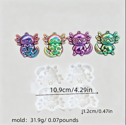 Cute Axolotl Charm Resin Mold with Hole