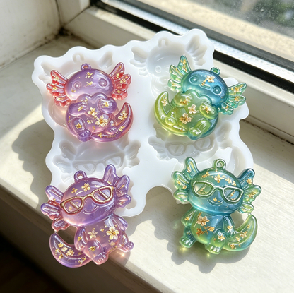 Cute Axolotl Charm Resin Mold with Hole