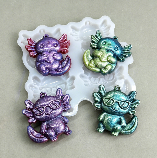 Cute Axolotl Charm Resin Mold with Hole