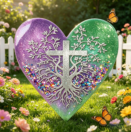 Heart Cross Tree of Life Wall Hanging Resin Mold